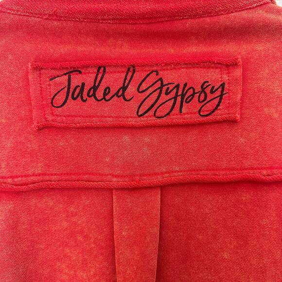 Faded Gypsy Rust Cotton Button Up Sweatshirt Shacket, Oversized, size Medium - Picture 3 of 9